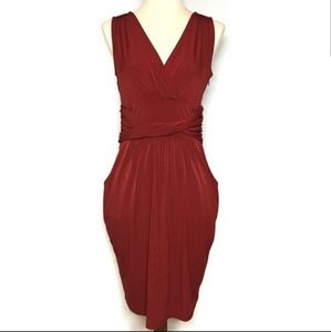 Sleeveless Red Dress with Pockets